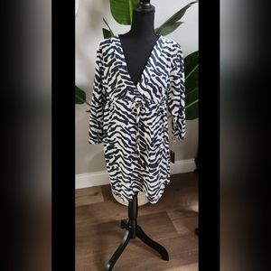 NWT ~ Zebra Print Bathing Suit Swim Beach Cover Up ~ Caftan BIN AA